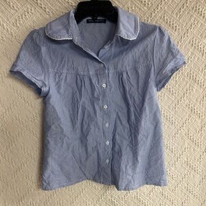 Brandy Melville Light Blue & White Pinstripe Button-Up Top